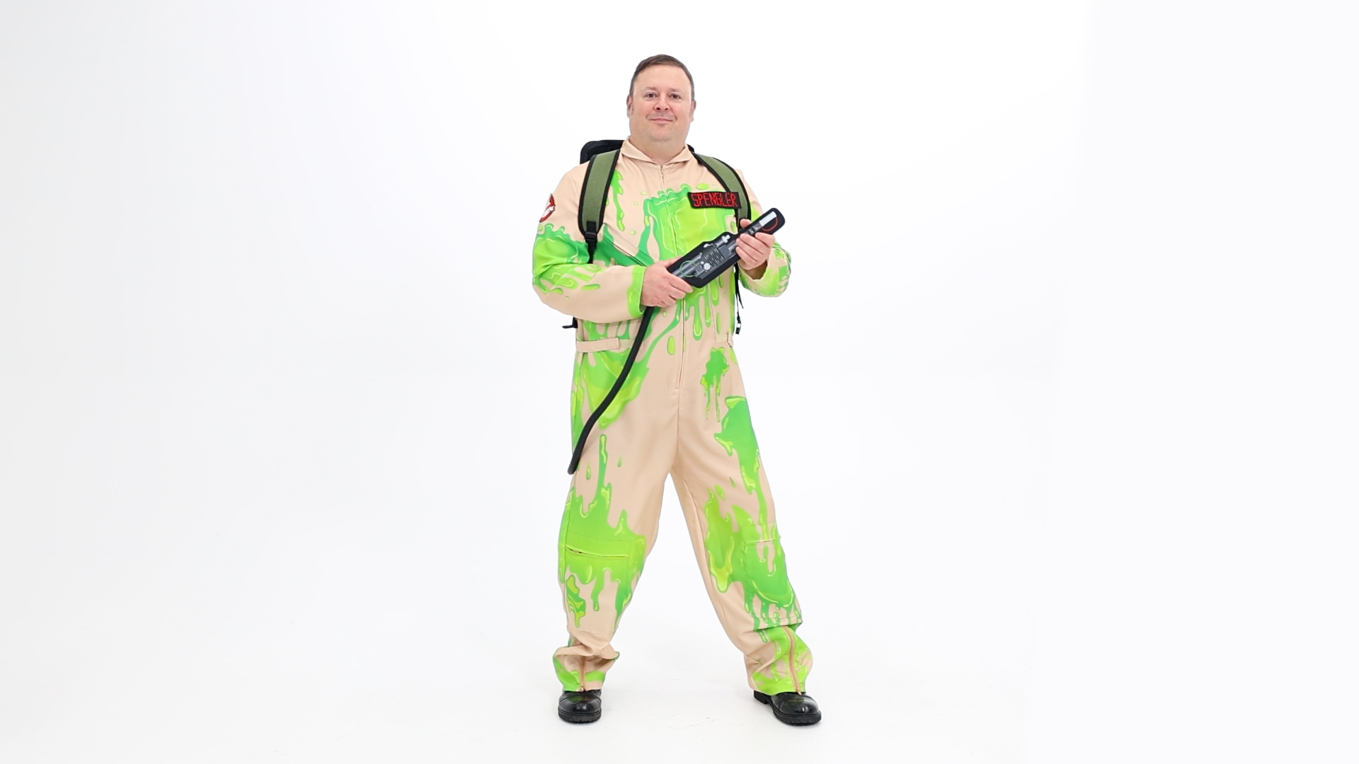 Catch ghosts while in style when you wear our exclusive Plus Size Slime-Covered Adult Ghostbusters Costume! This costume is perfect for Halloween or themed parties, get ready to save the day!